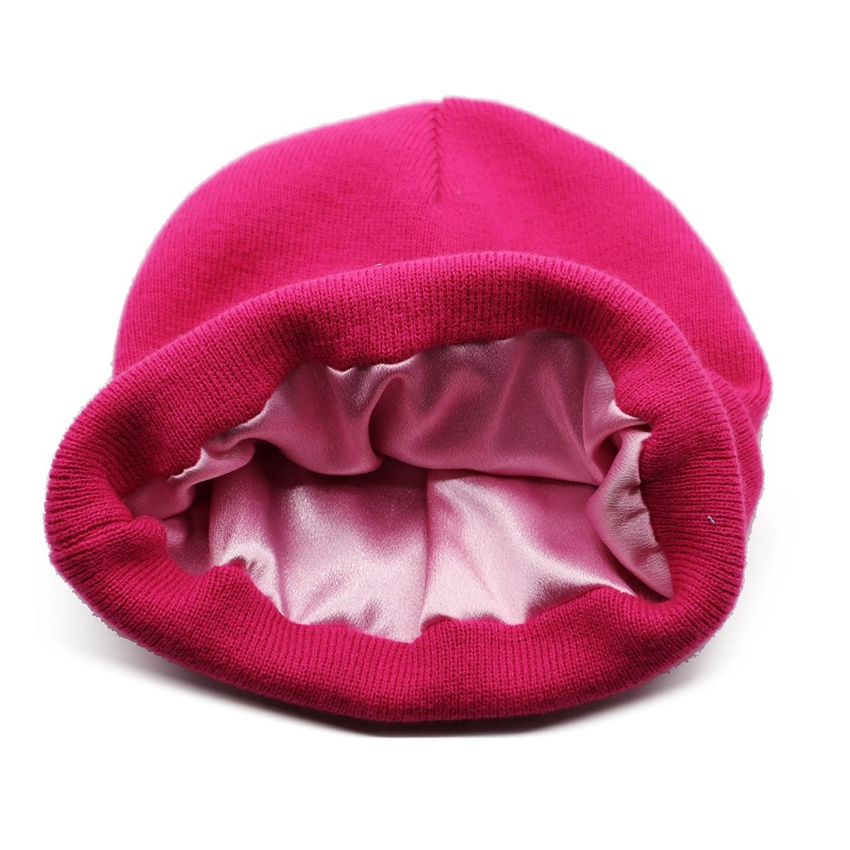 custom silk satin lined lining inside pink winter knitted gi