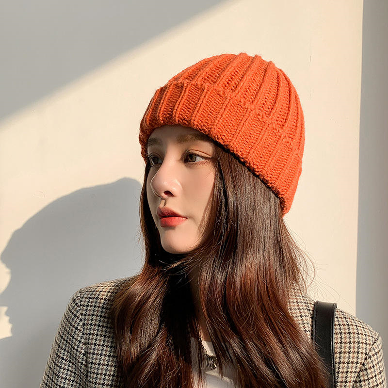 Fashion womens acrylic twist thick knit hat solid color warm